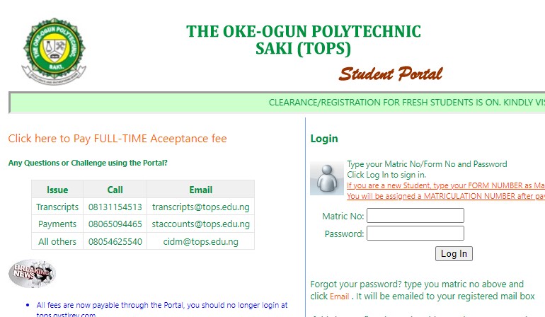 Oke Ogun Poly Post Utme